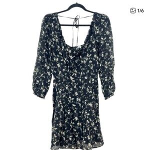 Reformation Remi Mini Dress Floral Black Size 6 Pre-Loved